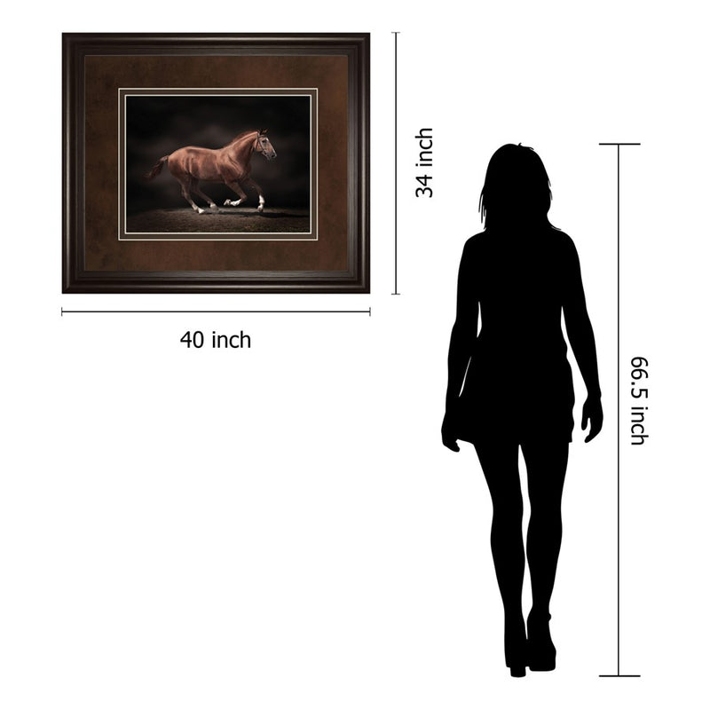 Classy Living Galloping Stallion Wall Art Double Mat 40"x34", Chocolate