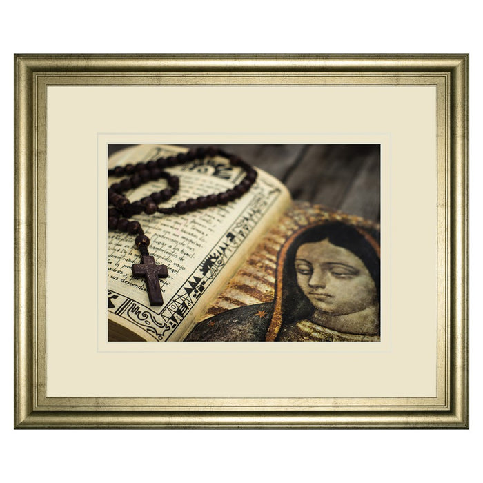 Classy Living Rosary Reflection Wall Art Double Mat 40"x34", Chardonnay