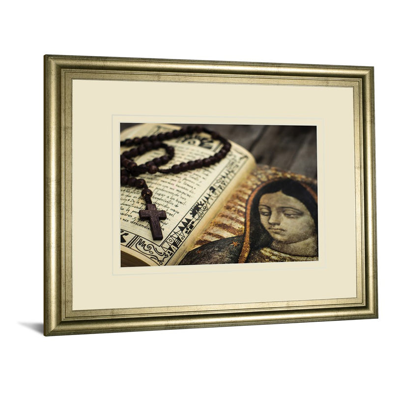 Classy Living Rosary Reflection Wall Art Double Mat 40"x34", Chardonnay