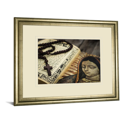 Classy Living Rosary Reflection Wall Art Double Mat 40"x34", Chardonnay