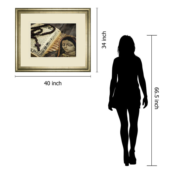 Classy Living Rosary Reflection Wall Art Double Mat 40"x34", Chardonnay