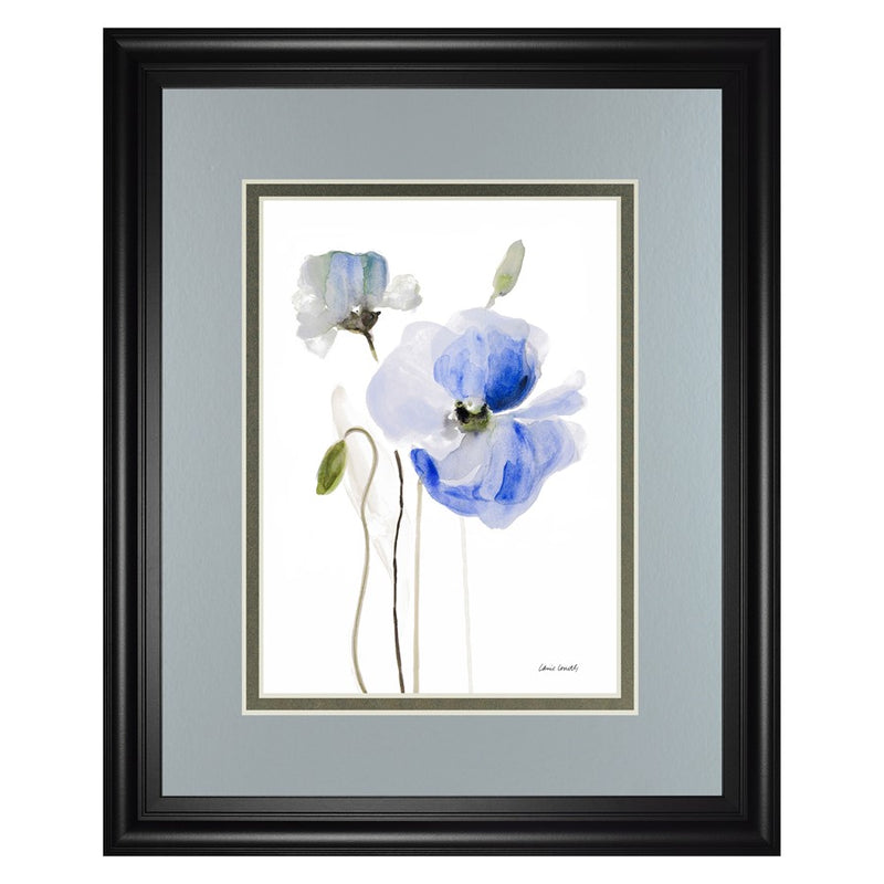 Classy Living Blue Poppy Grace Wall Art Double Mat 34"x40", Midnight Aura
