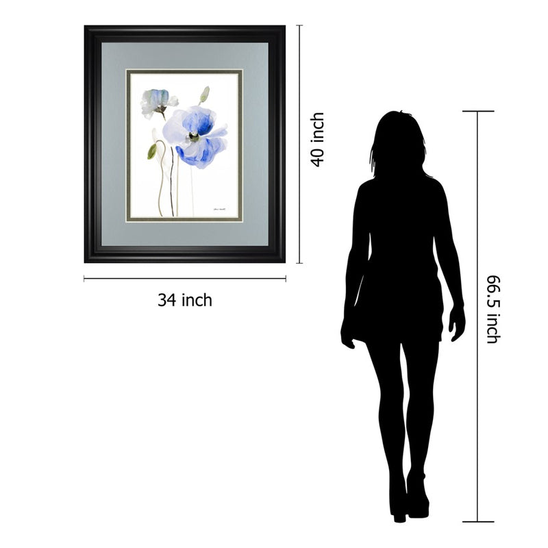 Classy Living Blue Poppy Grace Wall Art Double Mat 34"x40", Midnight Aura