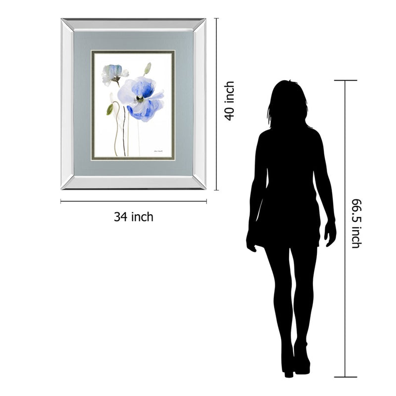Classy Living Blue Poppy Grace Wall Art 34"x40", Mirrored