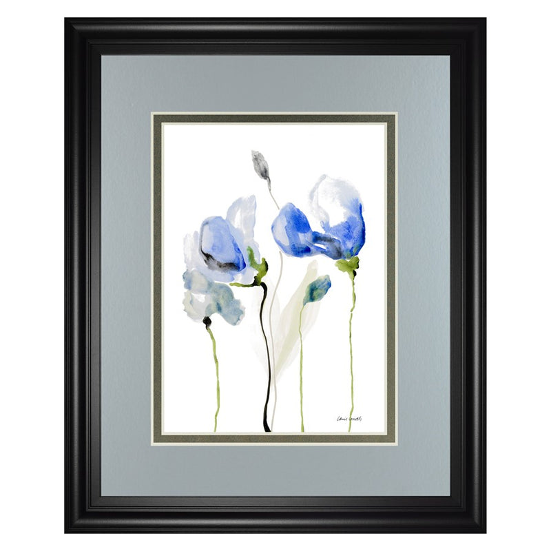 Classy Living Blue Poppies Wall Art Double Mat 34"x40", Midnight Aura