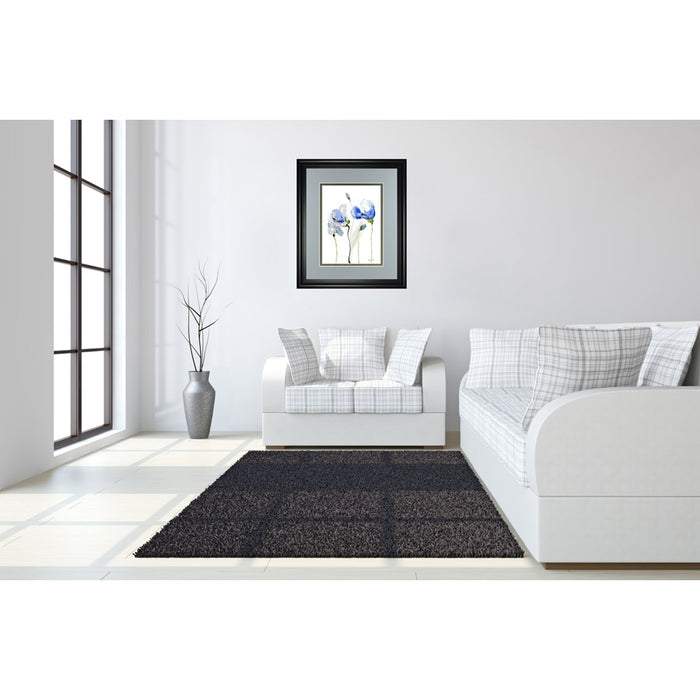Classy Living Blue Poppies Wall Art Double Mat 34"x40", Midnight Aura