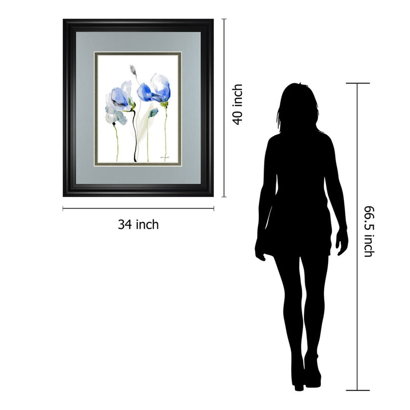 Classy Living Blue Poppies Wall Art Double Mat 34"x40", Midnight Aura