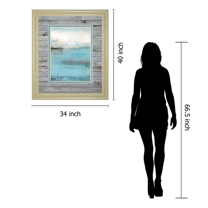 Classy Living Tranquil Seascape Wall Art Double Mat 34"x40", Ivory Bliss