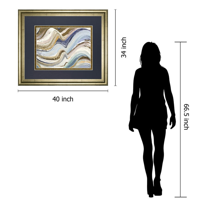 Classy Living Flowing Waves Wall Art Double Mat 40"x34", GiIded Radiance
