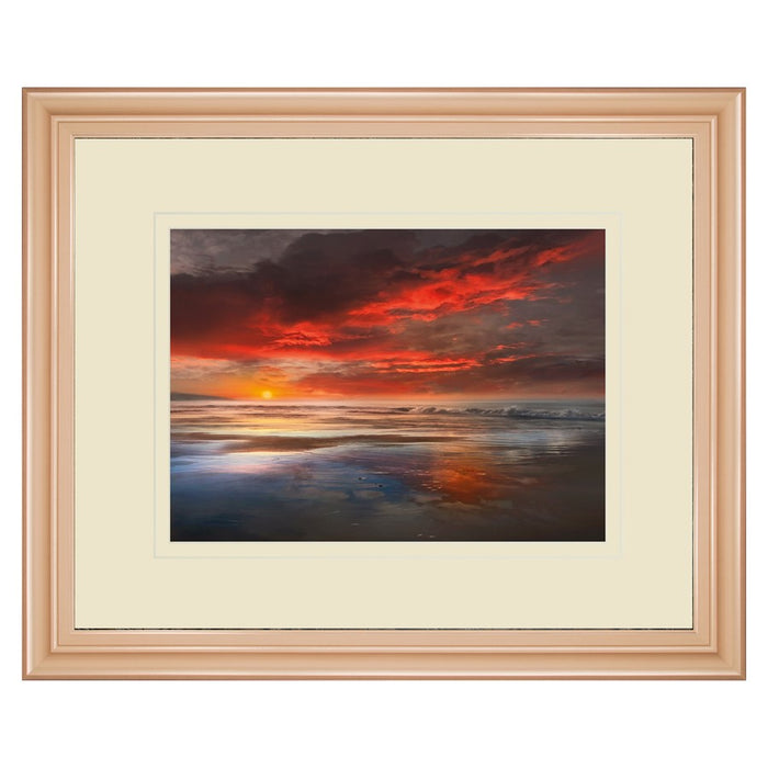 Classy Living Coastal Sunset Glow Wall Art Double Mat 40"x34", Rose Gold