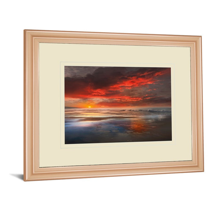 Classy Living Coastal Sunset Glow Wall Art Double Mat 40"x34", Rose Gold