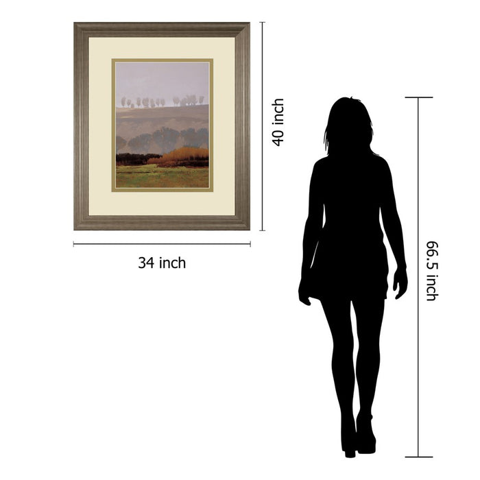 Classy Living Misty Tree Line Wall Art Double Mat 34"x40", Tranquil Ash