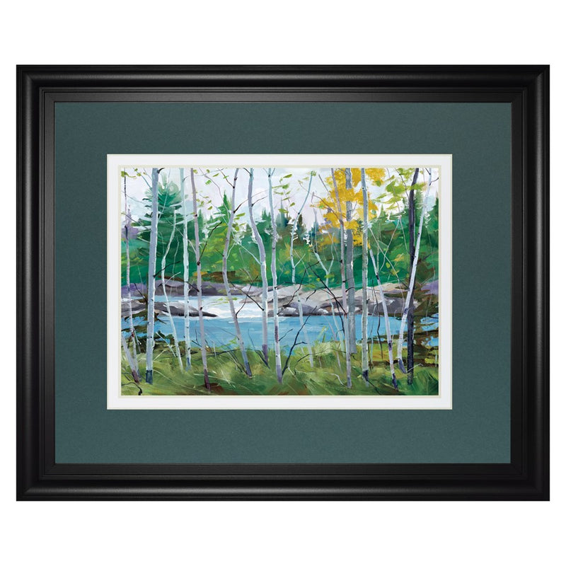 Classy Living Birch River View Wall Art Double Mat 40"x34", Midnight Aura