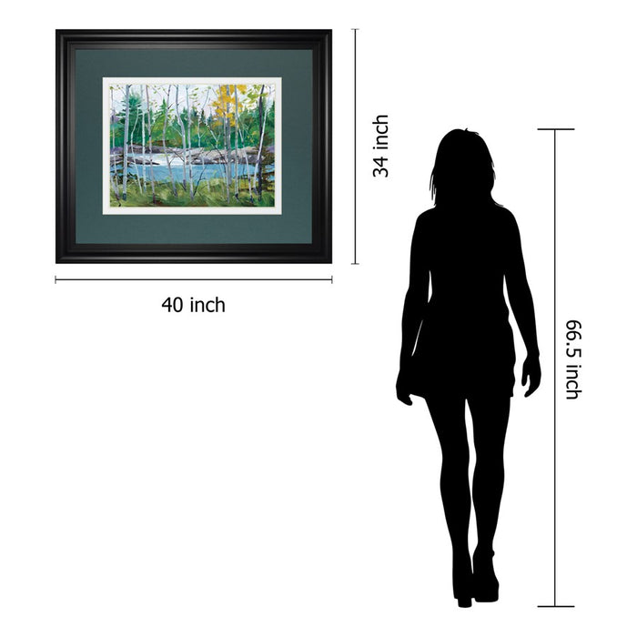 Classy Living Birch River View Wall Art Double Mat 40"x34", Midnight Aura