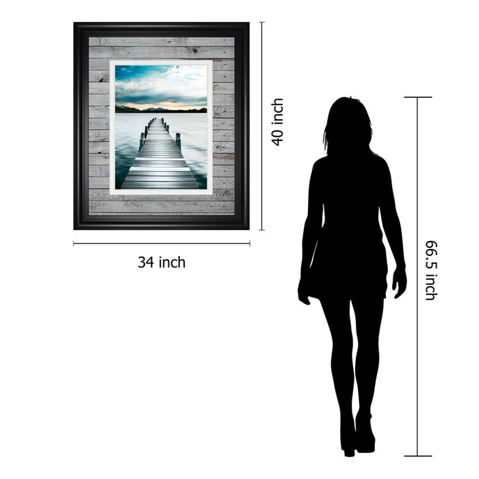 Classy Living Jetty Path Wall Art Double Mat 34"x40", Midnight Aura