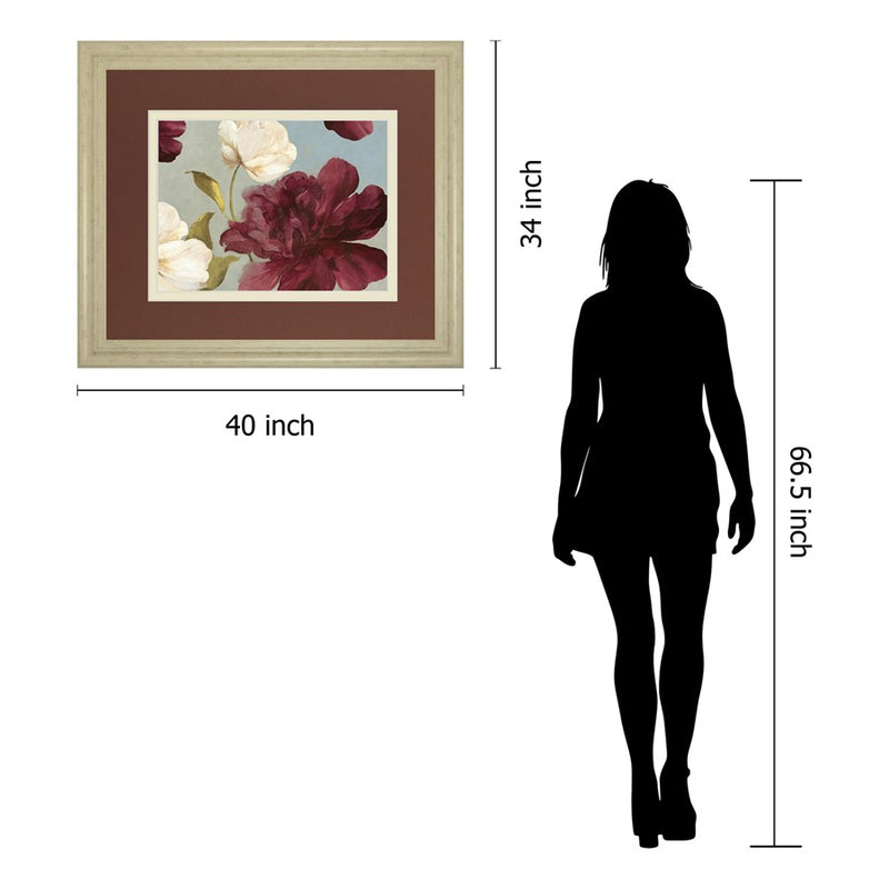 Classy Living Deep Peonies II Wall Art Double Mat 40"x34", Ivory Bliss