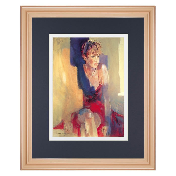 Classy Living Contemplative Figure Wall Art Double Mat 34"x40", Rose Gold