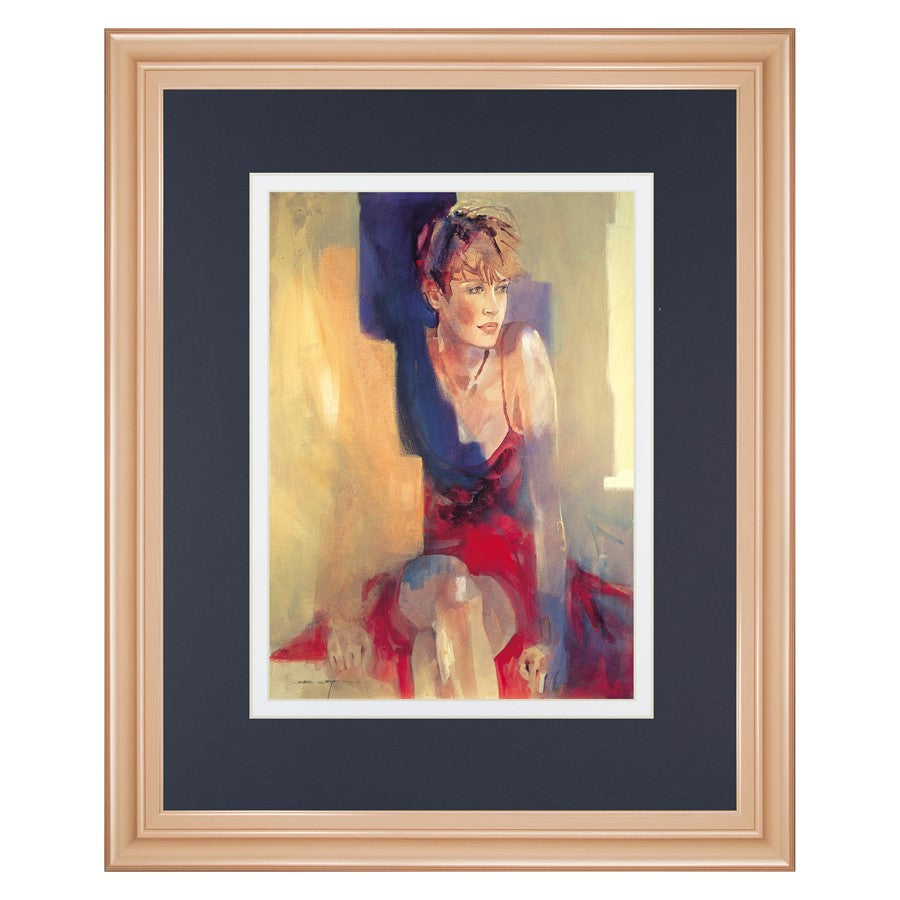 Classy Living Contemplative Figure Wall Art Double Mat 34"x40", Rose Gold