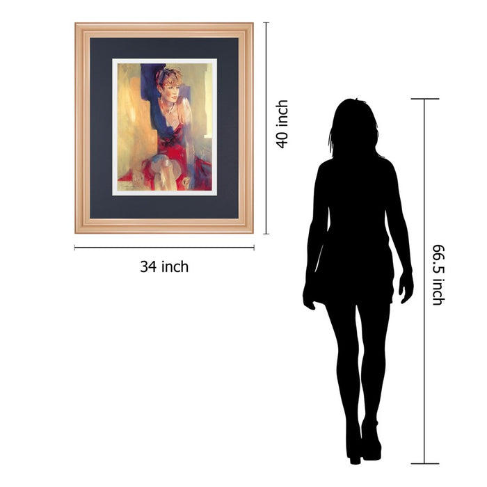 Classy Living Contemplative Figure Wall Art Double Mat 34"x40", Rose Gold