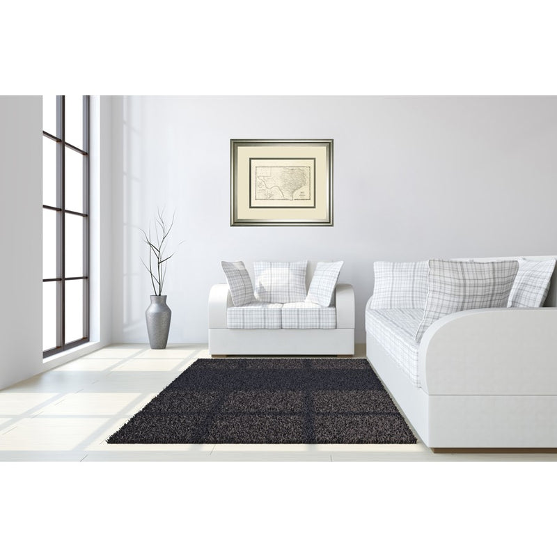 Classy Living Vintage Texas Map Wall Art Double Mat 40"x34", Silver