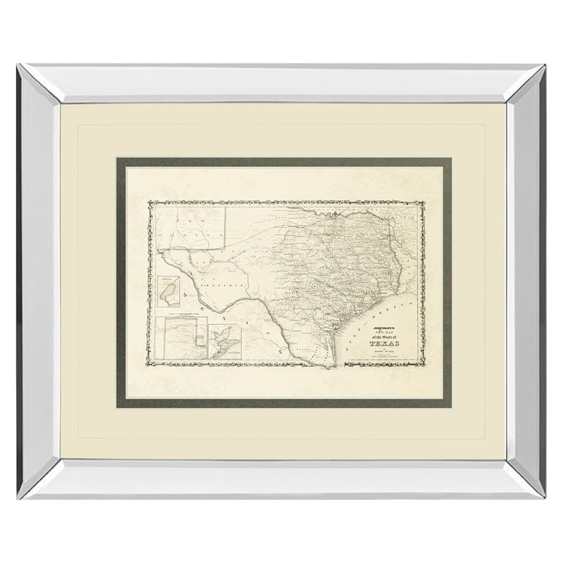 Classy Living Vintage Texas Map Wall Art 40"x34", Mirrored