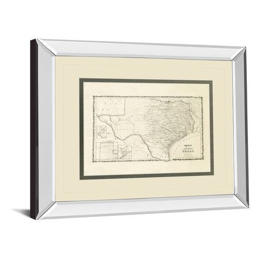 Classy Living Vintage Texas Map Wall Art 40"x34", Mirrored