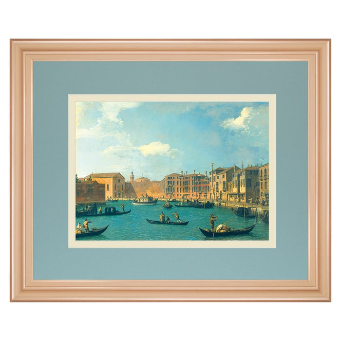 Classy Living Venetian Canal View Wall Art Double Mat 40"x34", Rose Gold