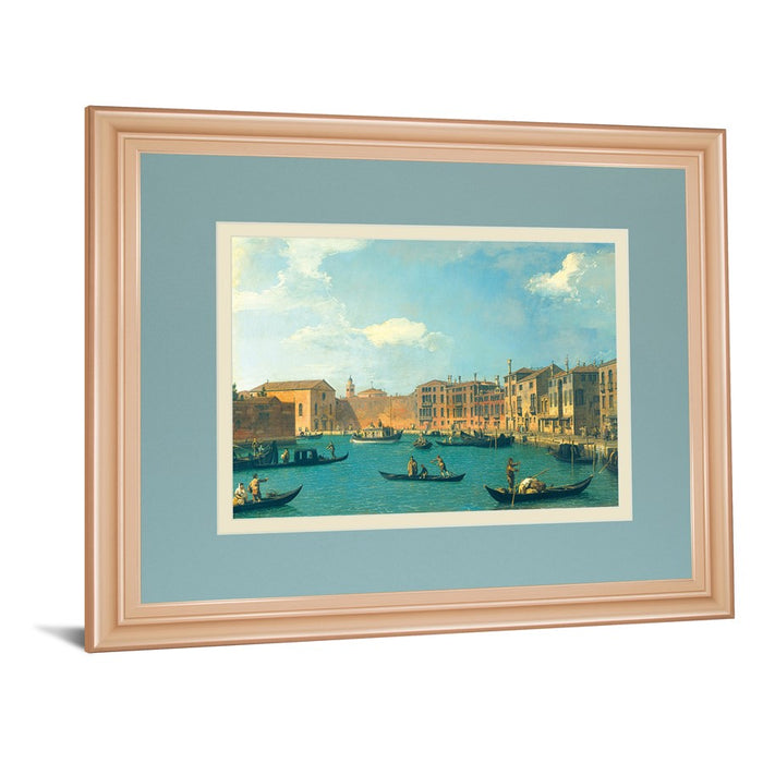 Classy Living Venetian Canal View Wall Art Double Mat 40"x34", Rose Gold