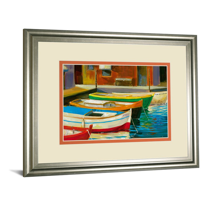 Classy Living Canal Boats Wall Art Double Mat 40"x34", Silver Serenity