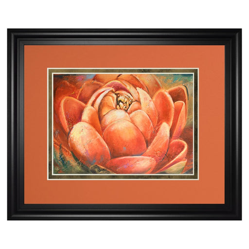 Classy Living Red Lotus Bloom Wall Art Double Mat 40"x34", Midnight Aura