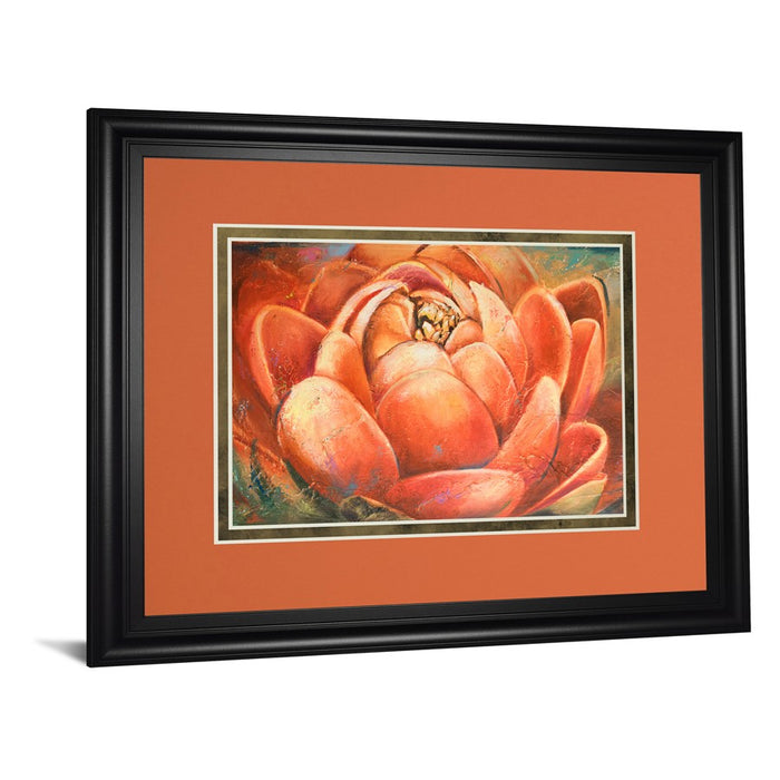 Classy Living Red Lotus Bloom Wall Art Double Mat 40"x34", Midnight Aura