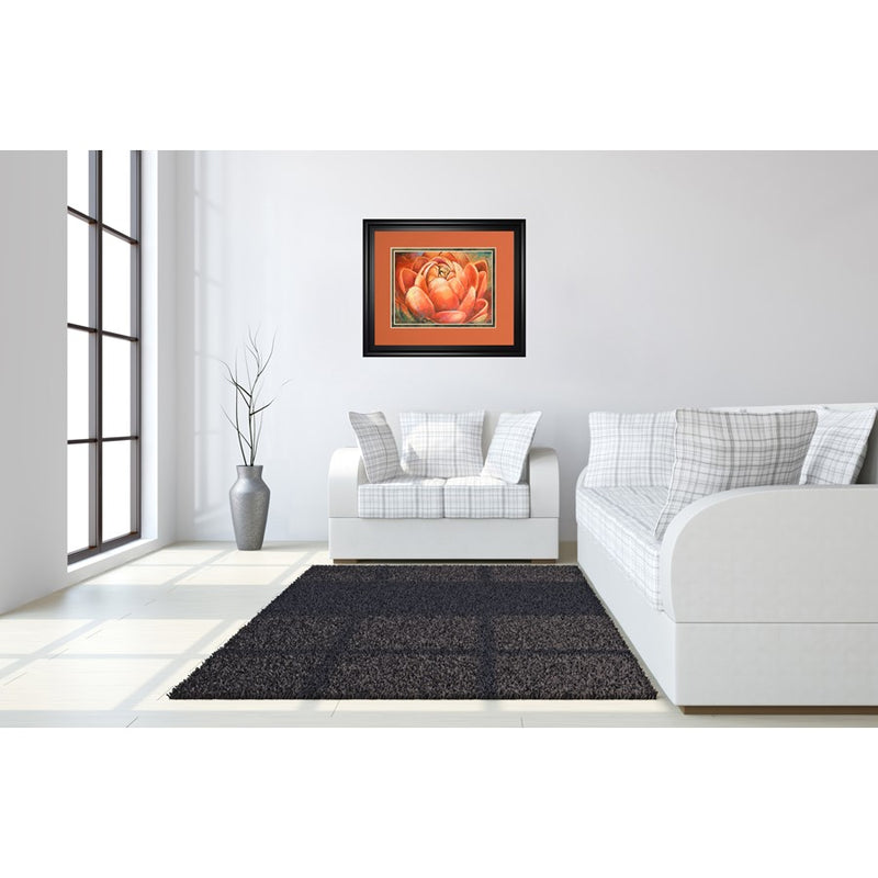 Classy Living Red Lotus Bloom Wall Art Double Mat 40"x34", Midnight Aura