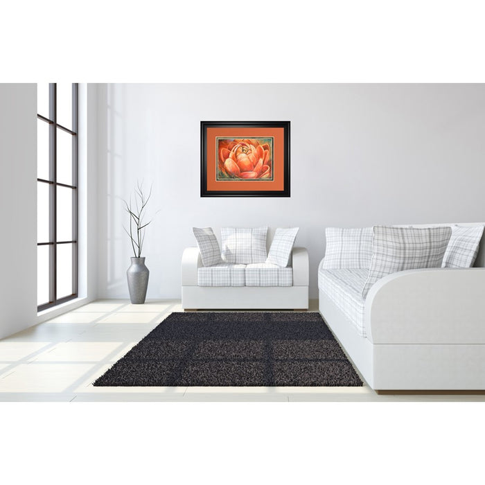 Classy Living Red Lotus Bloom Wall Art Double Mat 40"x34", Midnight Aura