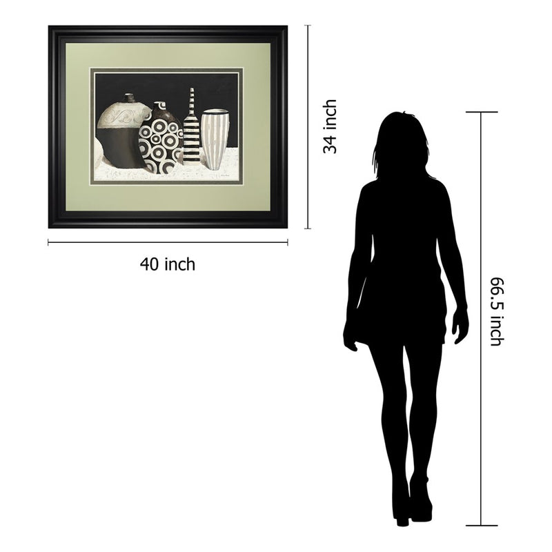 Classy Living Elegant Vases Wall Art Double Mat 40"x34", Midnight Aura