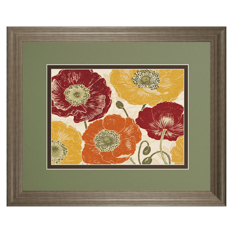 Classy Living Floral Harmony Wall Art Double Mat 40"x34", Tranquil Ash