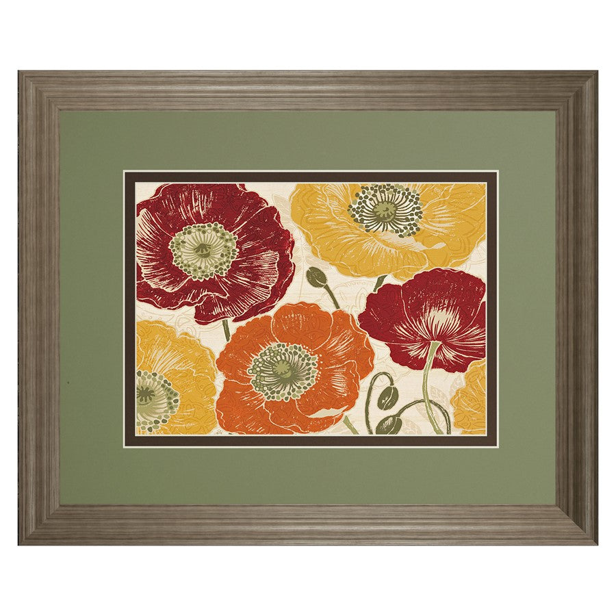 Classy Living Floral Harmony Wall Art Double Mat 40"x34", Tranquil Ash