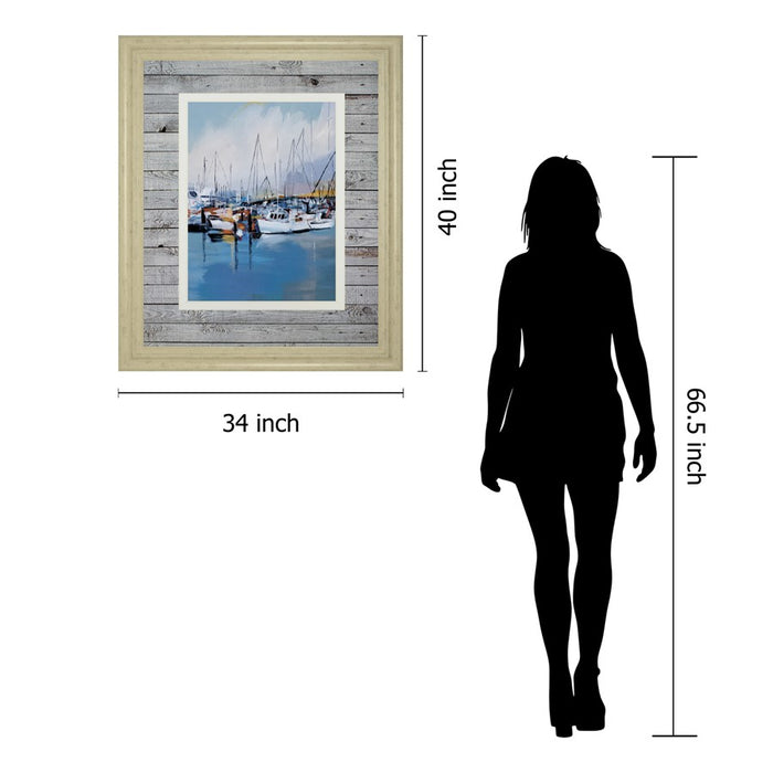 Classy Living Seaside Serenity Wall Art Double Mat 34"x40", Ivory Bliss