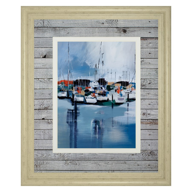 Classy Living Harbor Reflections Wall Art Double Mat 34"x40", Ivory Bliss