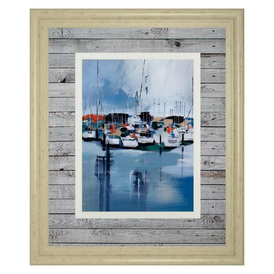 Classy Living Harbor Reflections Wall Art Double Mat 34"x40", Ivory Bliss