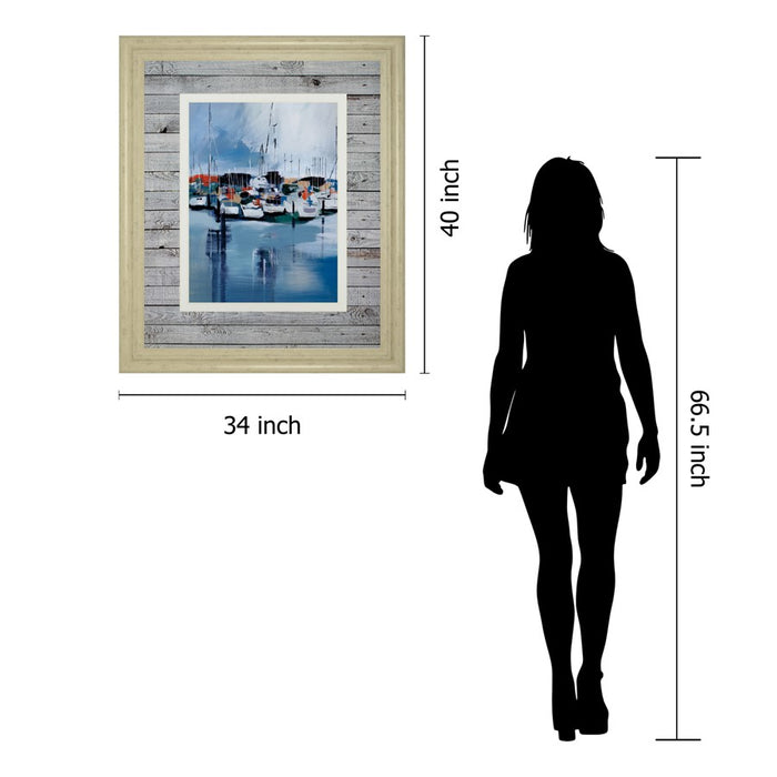 Classy Living Harbor Reflections Wall Art Double Mat 34"x40", Ivory Bliss