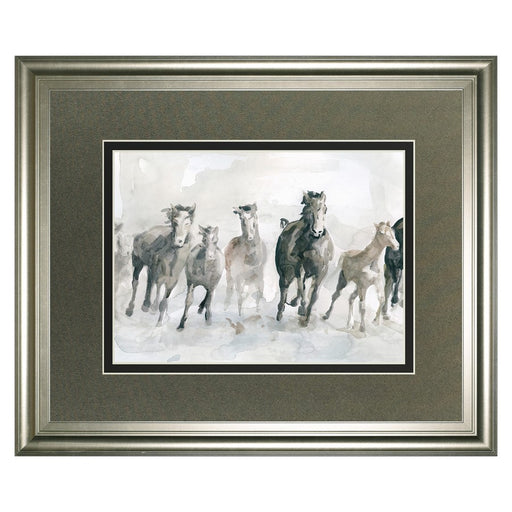 Classy Living Graceful Herd Wall Art Double Mat 40"x34", Silver Serenity