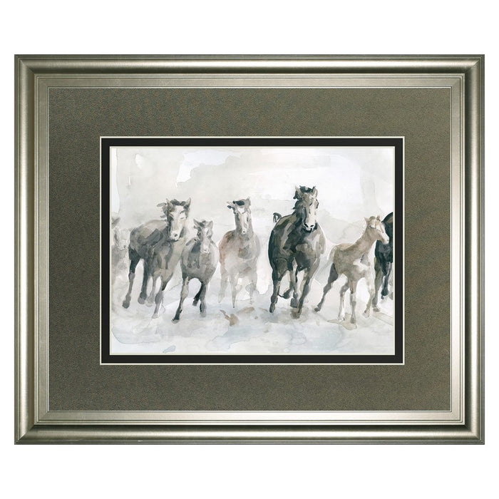 Classy Living Graceful Herd Wall Art Double Mat 40"x34", Silver Serenity