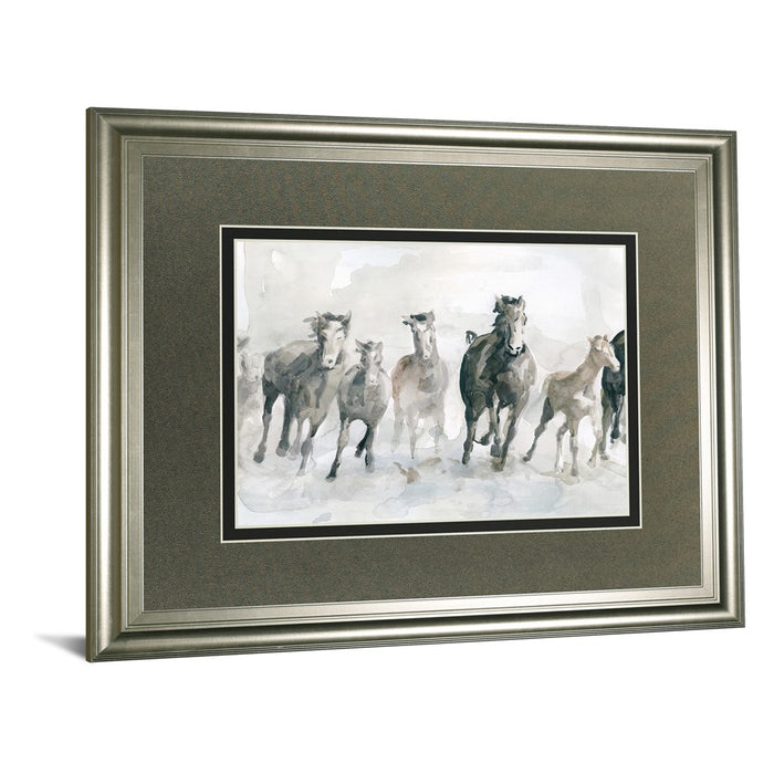 Classy Living Graceful Herd Wall Art Double Mat 40"x34", Silver Serenity