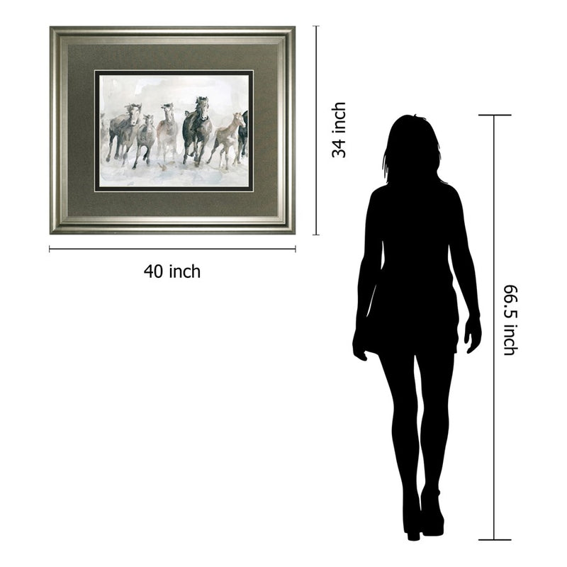 Classy Living Graceful Herd Wall Art Double Mat 40"x34", Silver Serenity