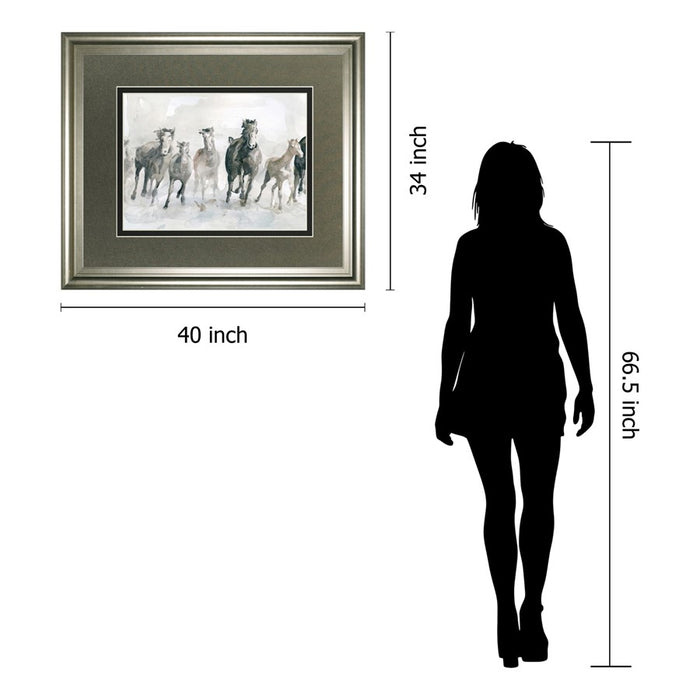 Classy Living Graceful Herd Wall Art Double Mat 40"x34", Silver Serenity