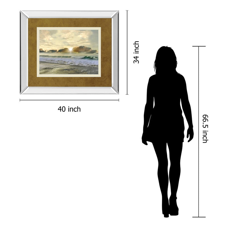 Classy Living Coastal Sunrise Wall Art 40"x34", Mirrored
