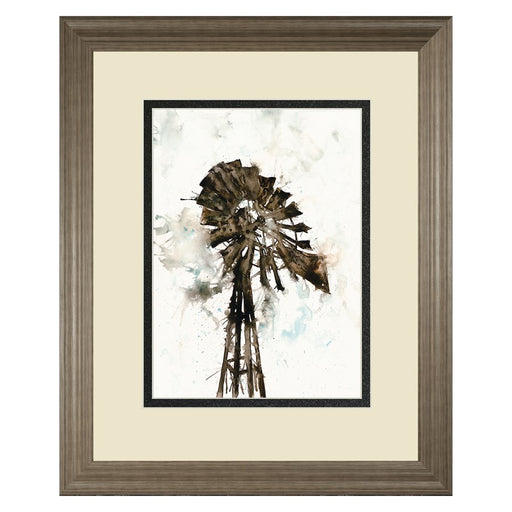 Classy Living Rustic Windmill Wall Art Double Mat 34"x40", Tranquil Ash