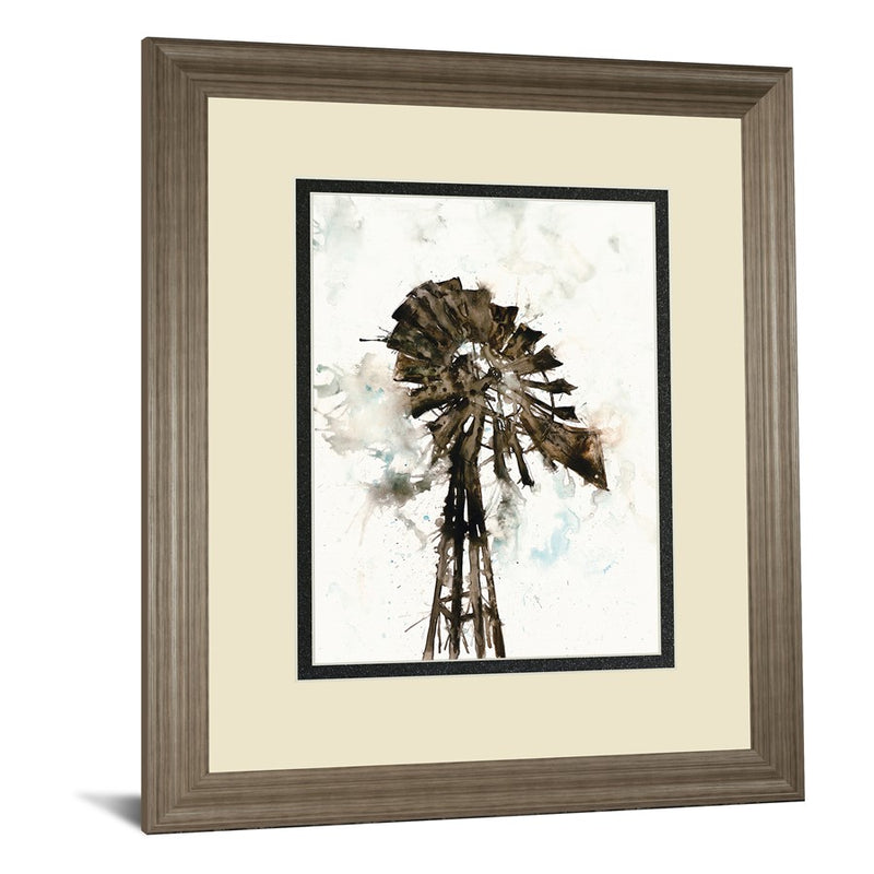 Classy Living Rustic Windmill Wall Art Double Mat 34"x40", Tranquil Ash