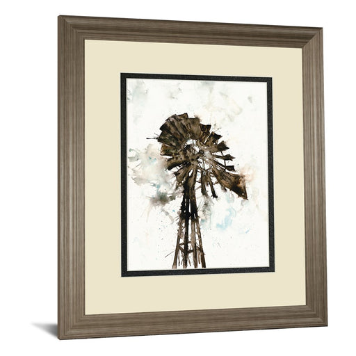 Classy Living Rustic Windmill Wall Art Double Mat 34"x40", Tranquil Ash