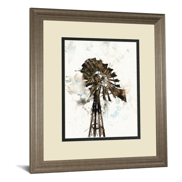 Classy Living Rustic Windmill Wall Art Double Mat 34"x40", Tranquil Ash